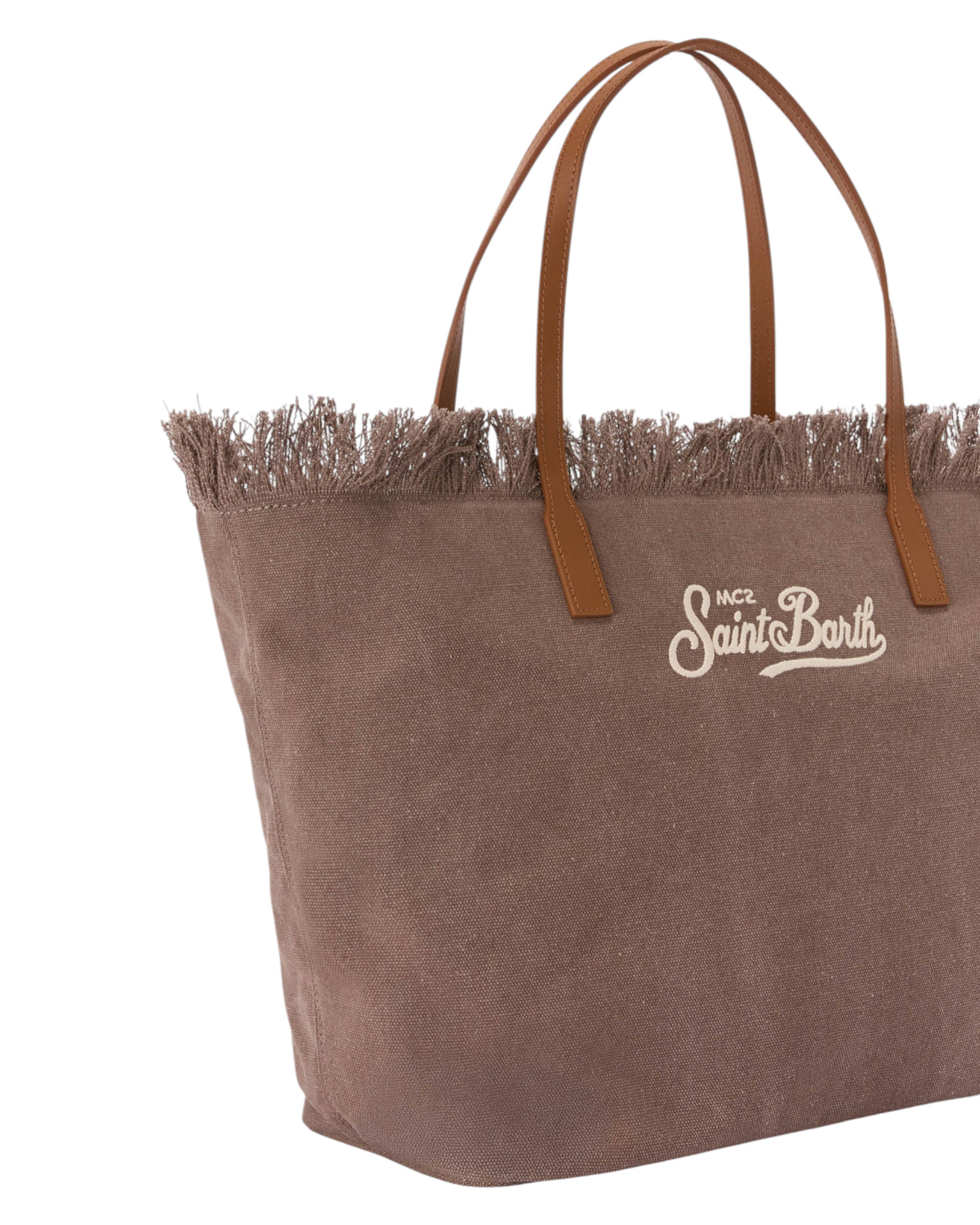 Borsa Shopper City in Canvas Marrone con Frange