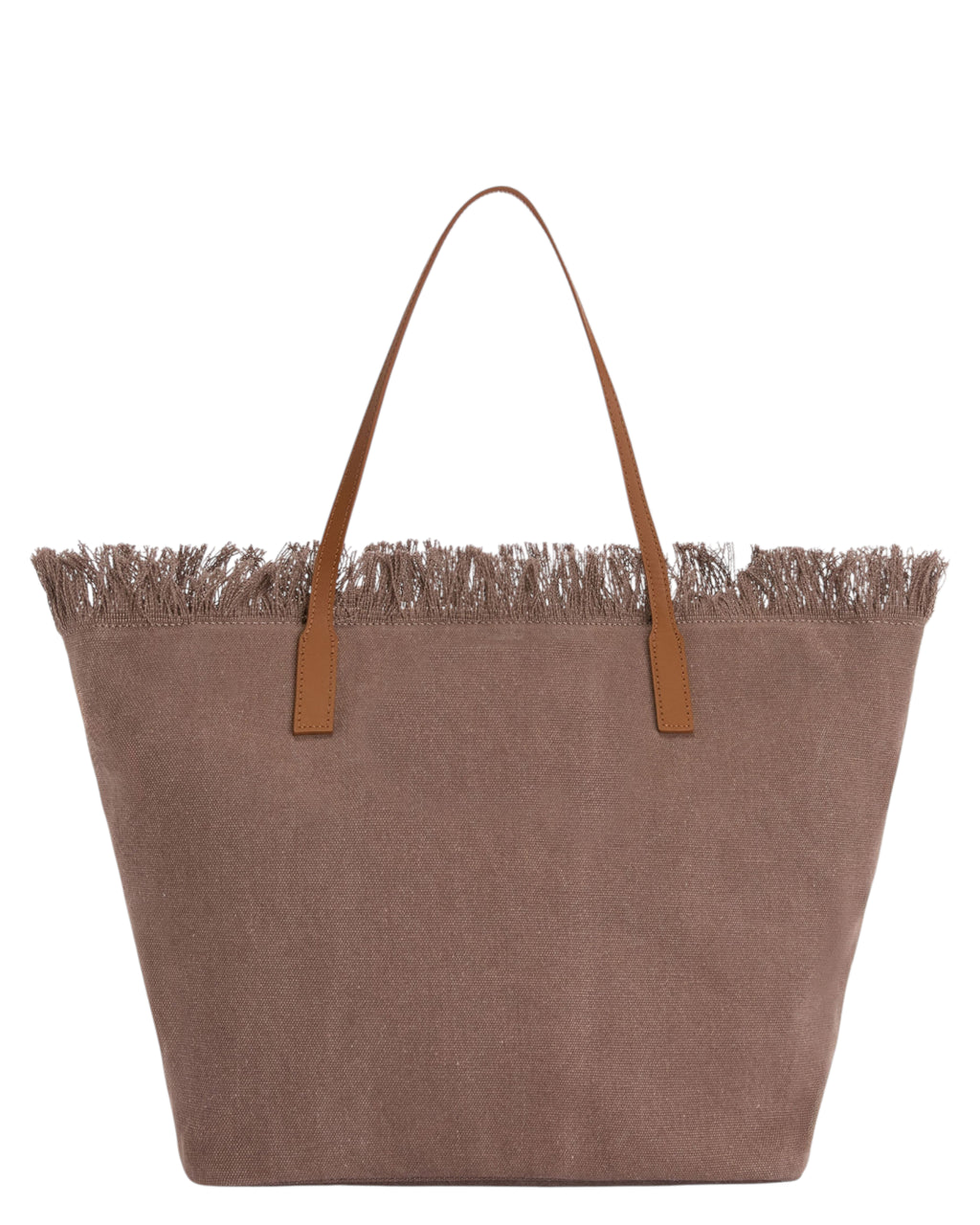 Sac Shopper City en toile marron avec franges