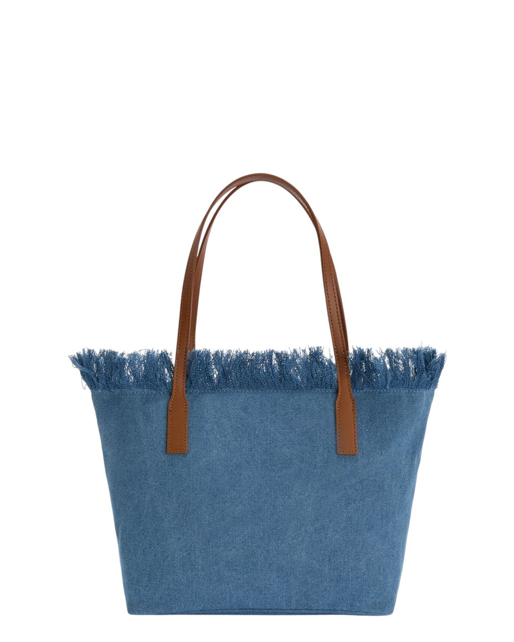 Sac Shopper en Denim Bleu avec Franges et Zip - Mc2 Saint Barth