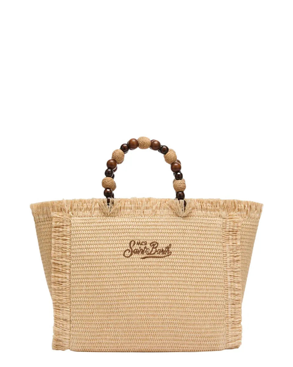 Borsa Colette effetto paglia con perline in legno-Mc2 Saint Barth-Borse a mano-Vittorio Citro Boutique