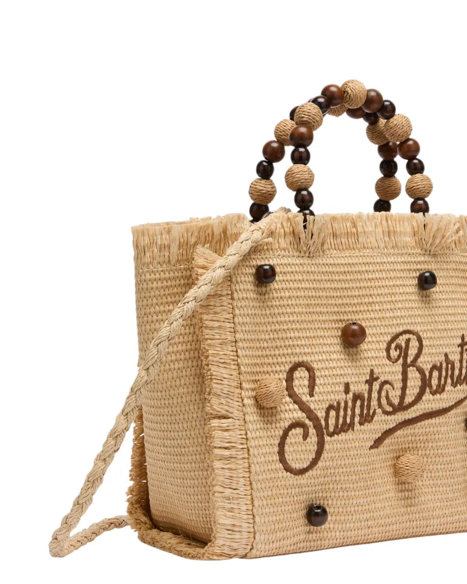 Borsa Colette effetto paglia con perline in legno-Mc2 Saint Barth-Borse a mano-Vittorio Citro Boutique