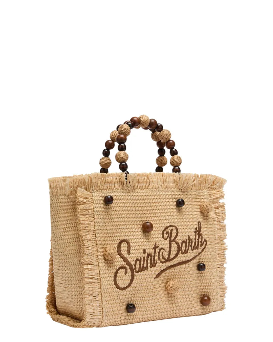 Borsa Colette effetto paglia con perline in legno-Mc2 Saint Barth-Borse a mano-Vittorio Citro Boutique