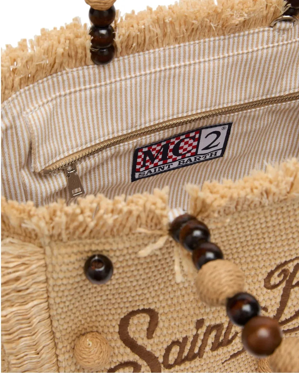 Borsa Colette effetto paglia con perline in legno-Mc2 Saint Barth-Borse a mano-Vittorio Citro Boutique