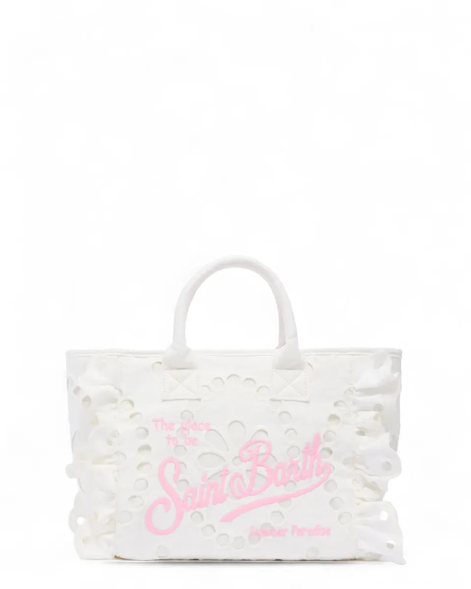 Borsa Colette Volant in pizzo Sangallo con tracolla staccabile-Borse a mano-Mc2 Saint Barth-Vittorio Citro Boutique