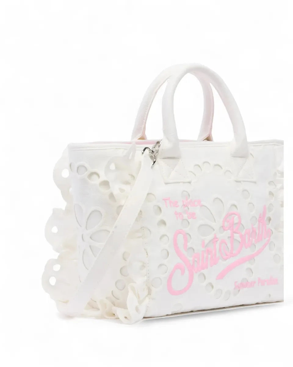 Borsa Colette Volant in pizzo Sangallo con tracolla staccabile-Borse a mano-Mc2 Saint Barth-Vittorio Citro Boutique