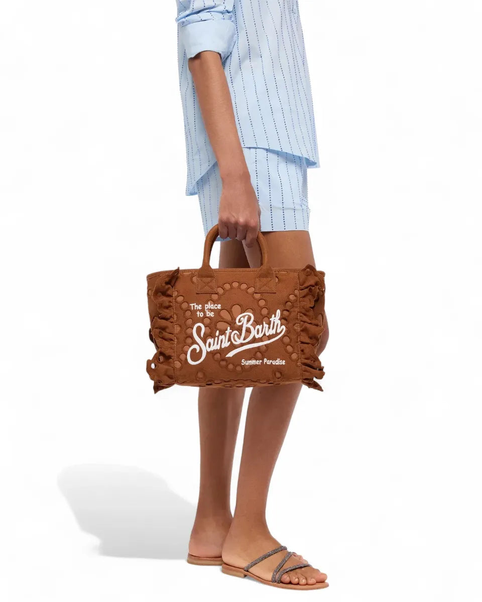 Borsa Colette Volant in pizzo Sangallo con tracolla staccabile-Borse a mano-Mc2 Saint Barth-Vittorio Citro Boutique