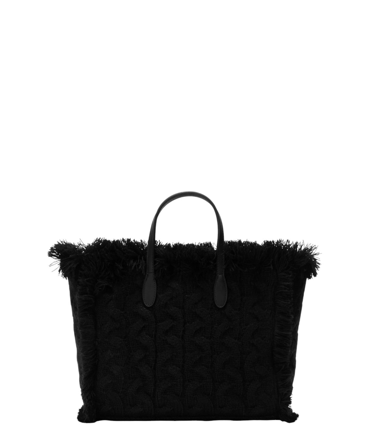 Colette Wool Braid nera a trecce con strass e tracolla removibile-Mc2 Saint Barth-Borse a mano-Vittorio Citro Boutique