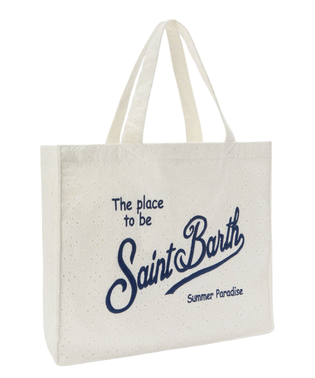 Sac Essential en coton sangallo avec logo contrasté