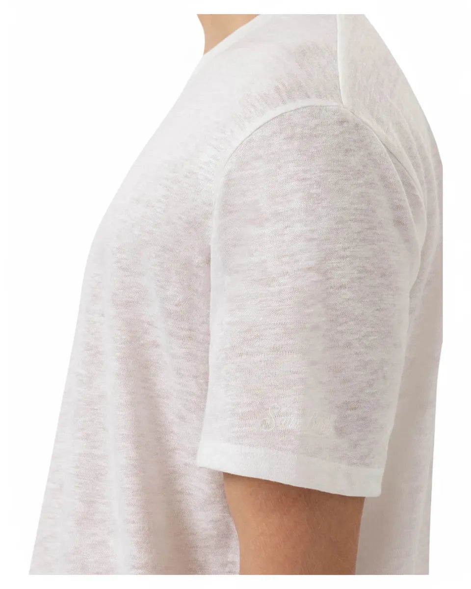 T-shirt Ecstasea in Jersey di Lino Bianca con Tasca-Mc2 Saint Barth-T-shirt-Vittorio Citro Boutique