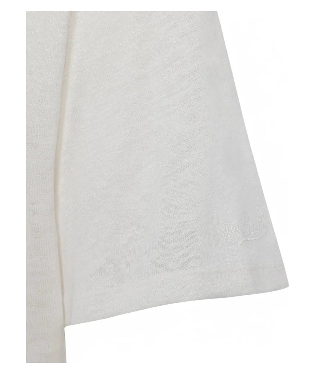 T-shirt Ecstasea in Jersey di Lino Bianca con Tasca-Mc2 Saint Barth-T-shirt-Vittorio Citro Boutique