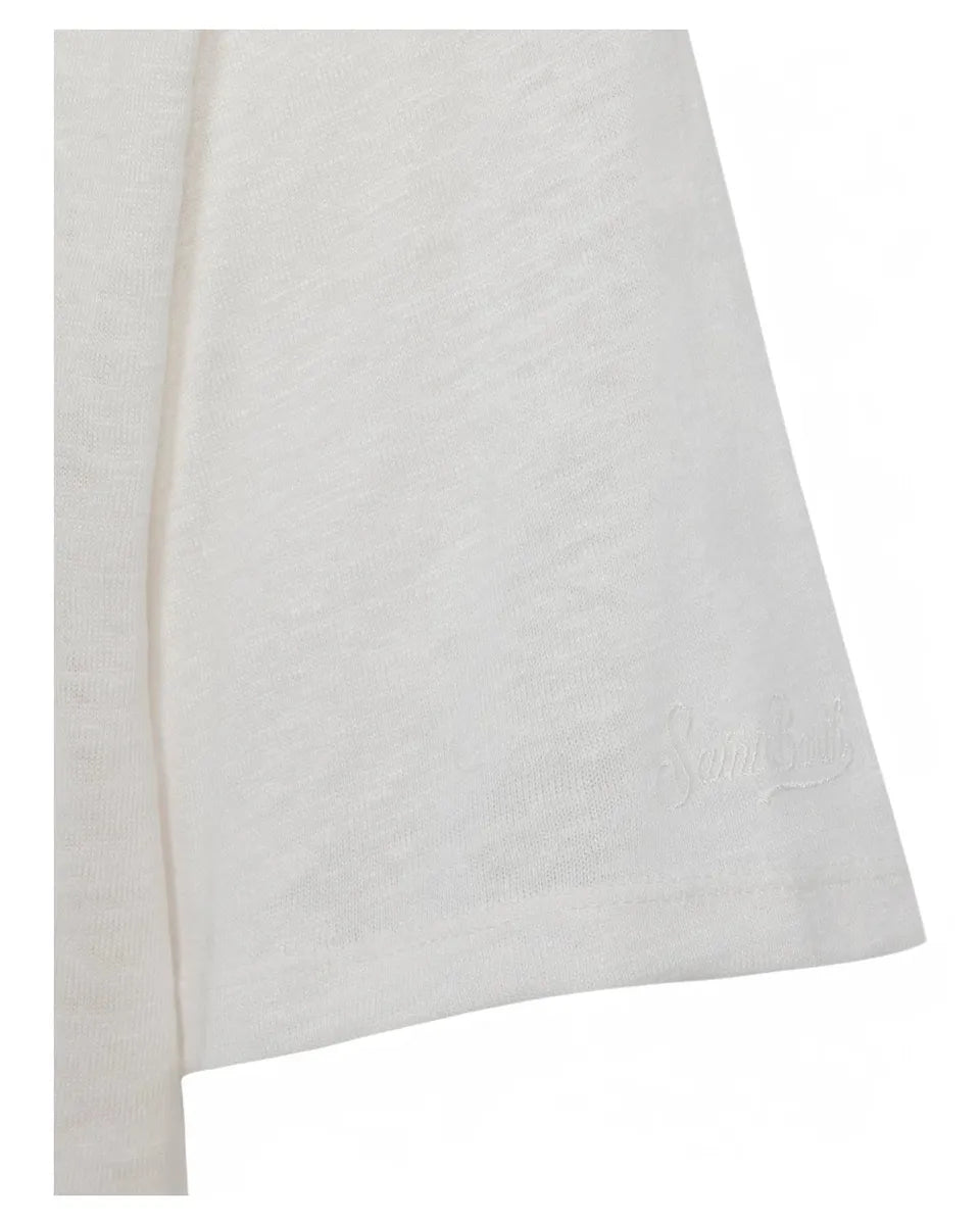 T-shirt Ecstasea in Jersey di Lino Bianca con Tasca-Mc2 Saint Barth-T-shirt-Vittorio Citro Boutique