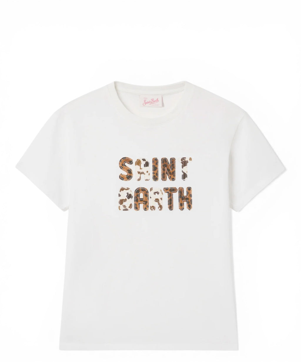T-shirt Emilie en coton avec patch logo animalier pour femme