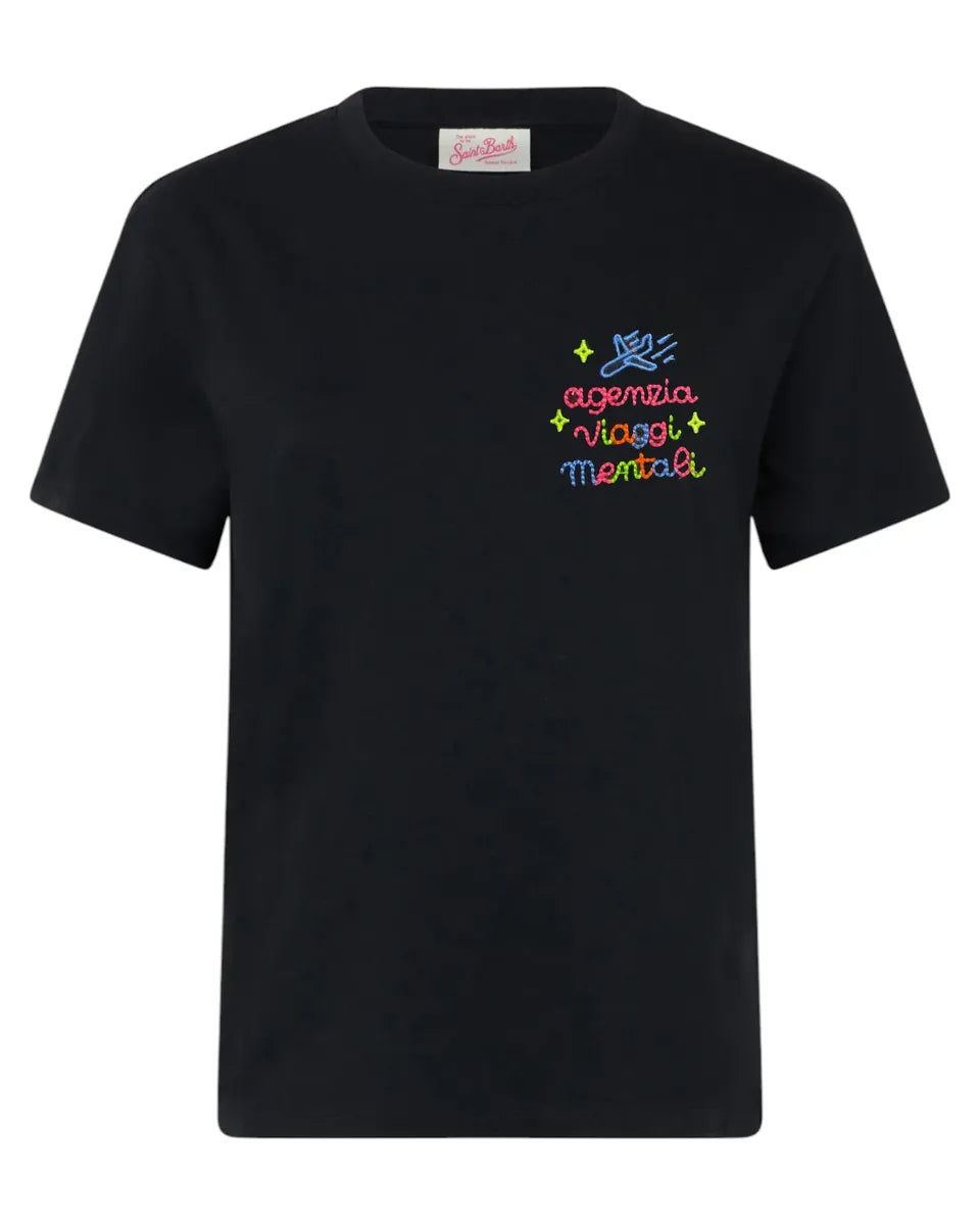 T-shirt Emilie con ricamo “Agenzia viaggi mentali”-Mc2 Saint Barth-T-shirt-Vittorio Citro Boutique