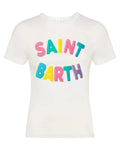 T-shirt Emilie Teddy in cotone bianco con scritta colorata in spugna-Mc2 Saint Barth-T-shirt-Vittorio Citro Boutique