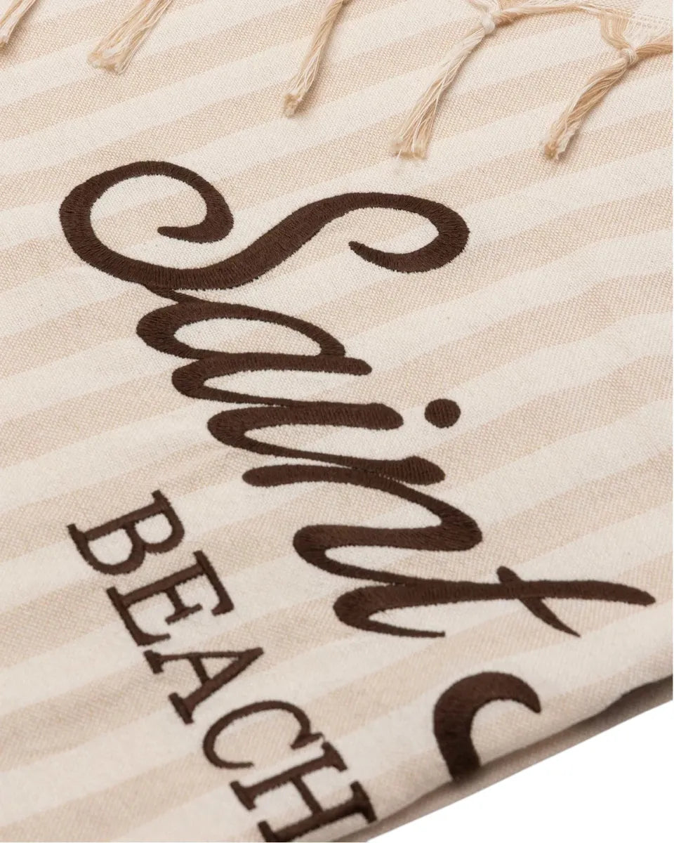 Telo Mare Fouta in Cotone Leggero con Righe e Ricamo St. Barth-Mc2 Saint Barth-Accessori mare-Vittorio Citro Boutique