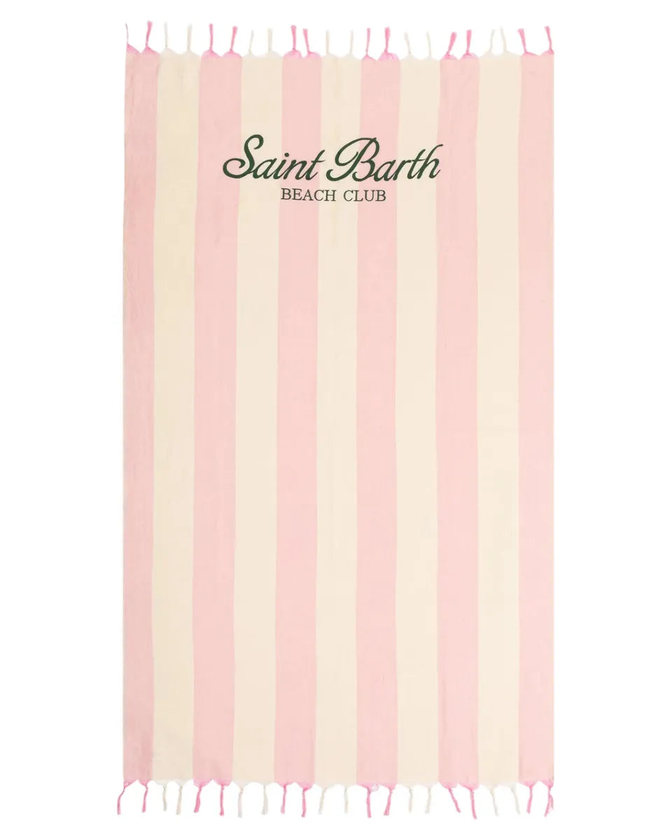 Telo Mare Fouta in Cotone Leggero con Righe e Ricamo St. Barth-Mc2 Saint Barth-Accessori mare-Vittorio Citro Boutique