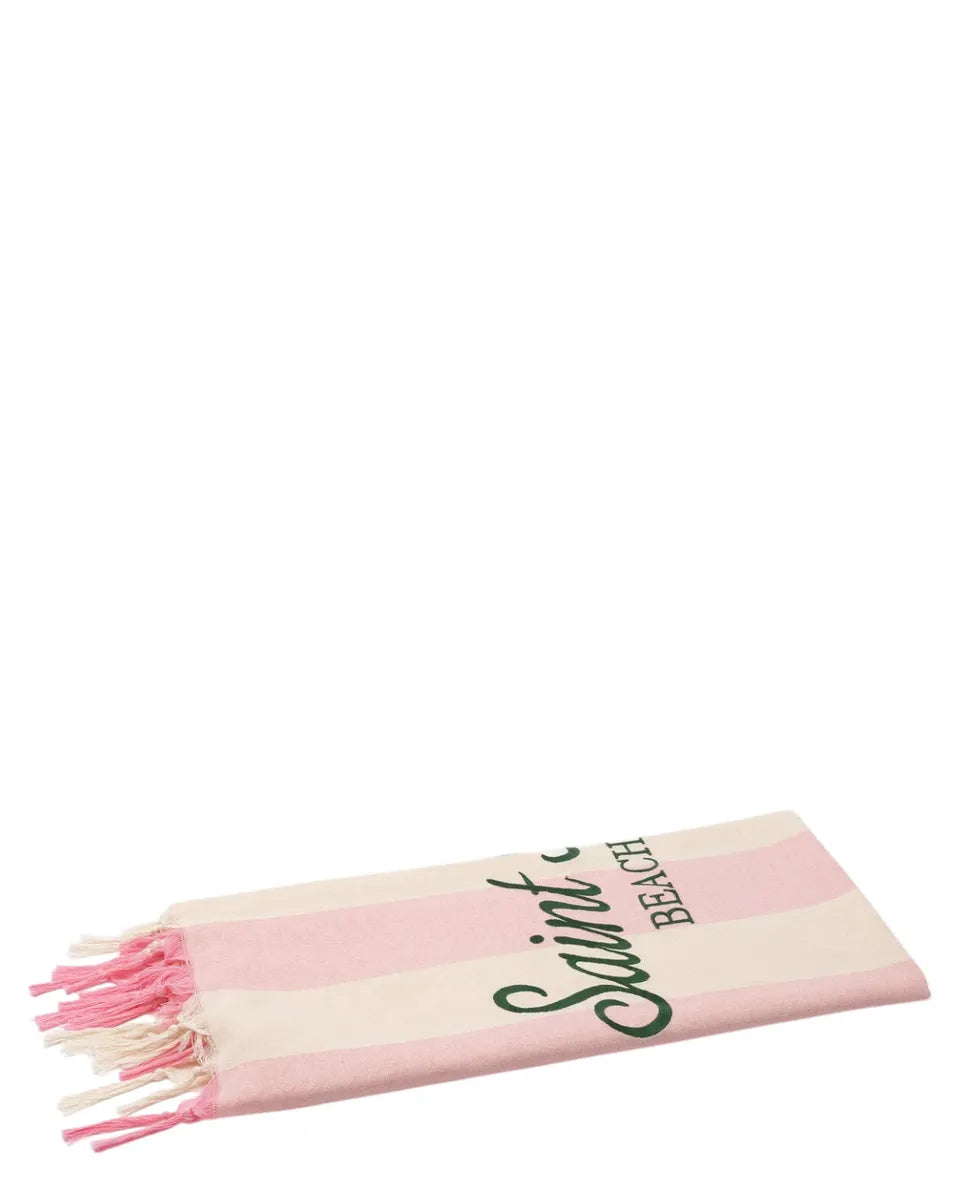 Telo Mare Fouta in Cotone Leggero con Righe e Ricamo St. Barth-Mc2 Saint Barth-Accessori mare-Vittorio Citro Boutique
