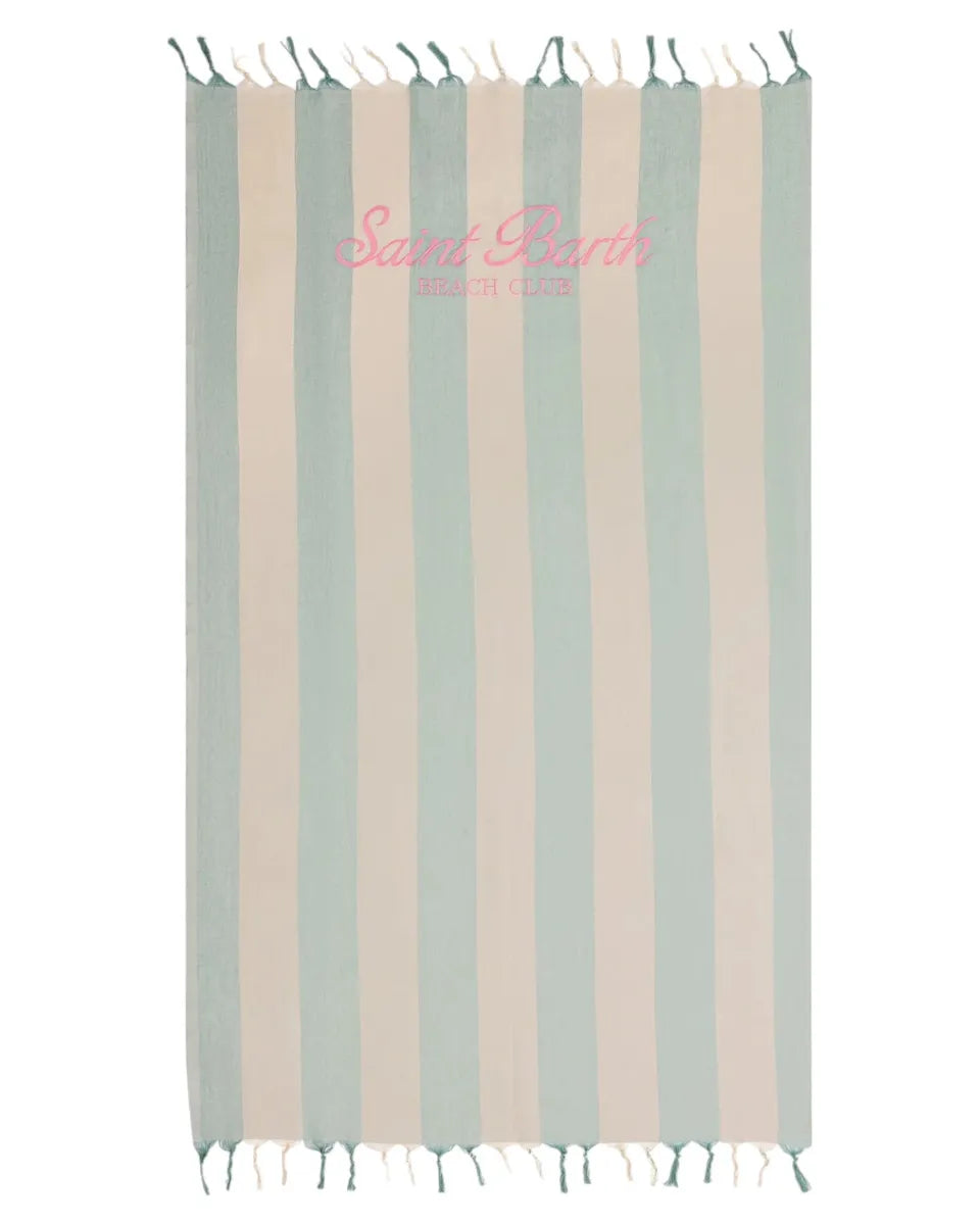 Telo Mare Fouta in Cotone Leggero con Righe e Ricamo St. Barth-Mc2 Saint Barth-Accessori mare-Vittorio Citro Boutique