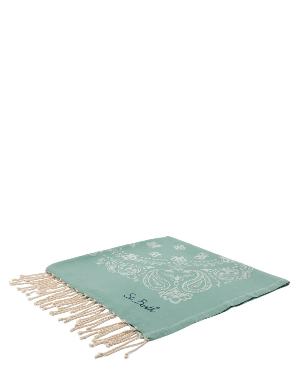 Telo Mare Fouta in Cotone Jacquard con Motivo Bandana e Ricamo St. Barth-Mc2 Saint Barth-Accessori mare-Vittorio Citro Boutique