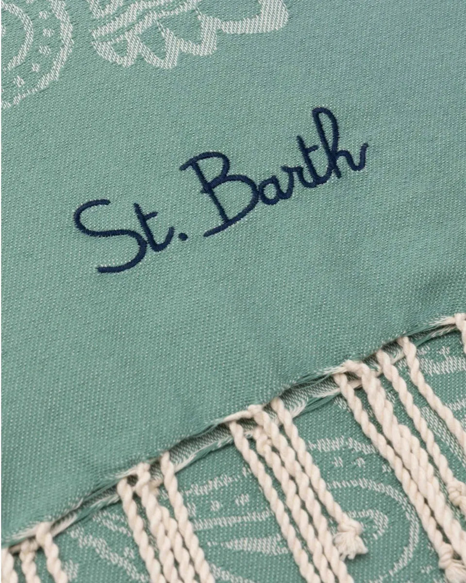 Telo Mare Fouta in Cotone Jacquard con Motivo Bandana e Ricamo St. Barth-Mc2 Saint Barth-Accessori mare-Vittorio Citro Boutique