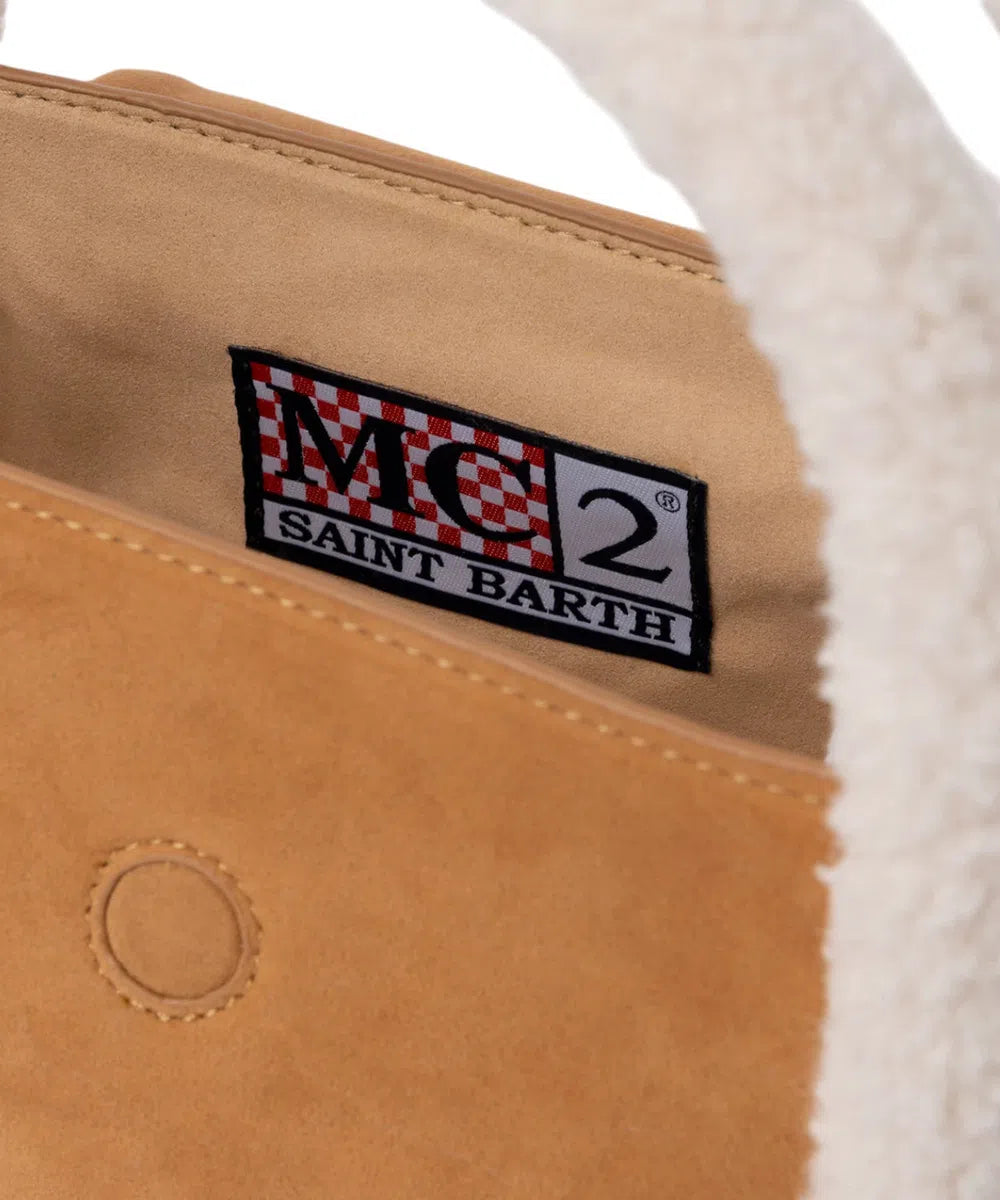 Borsa Crossbody Gilda in Effetto Mutton Camel con Dettagli Shearling-Mc2 Saint Barth-Borse a mano-Vittorio Citro Boutique
