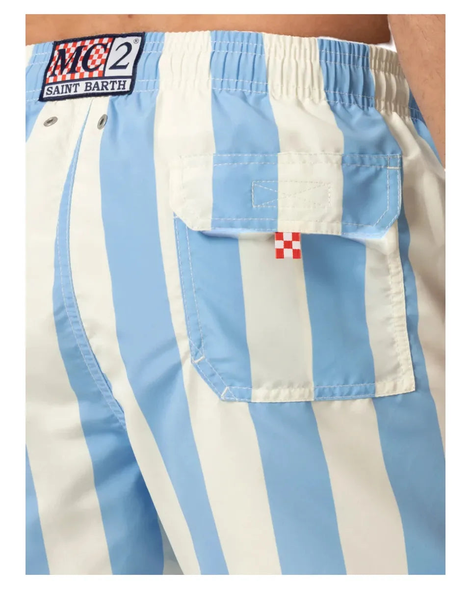 Costume Mare Gustavia Azzurro e Bianco con Ricamo St. Barth-Mc2 Saint Barth-Costumi da bagno-Vittorio Citro Boutique