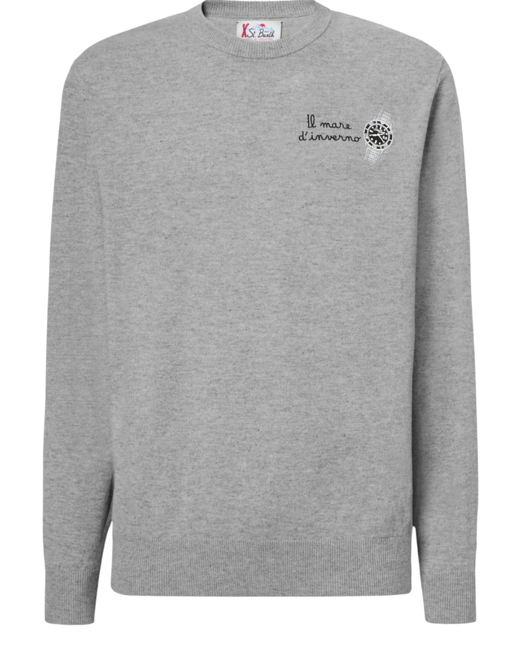 Maglione Heron Light con ricamo "Il mare d'inverno"-Mc2 Saint Barth-Maglieria-Vittorio Citro Boutique