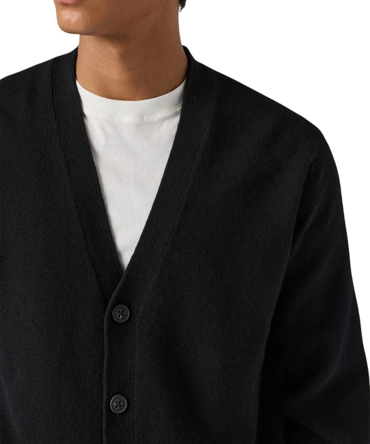 Cardigan Herrison in lana merino a coste inglesi