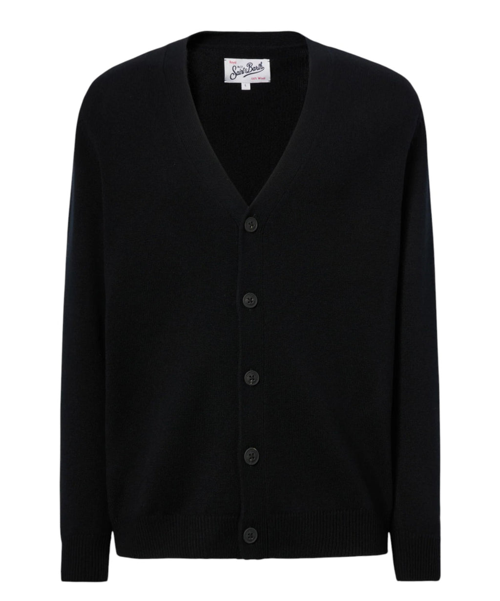 Cardigan Herrison in lana merino a coste inglesi