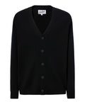 Cardigan Herrison in lana merino a coste inglesi