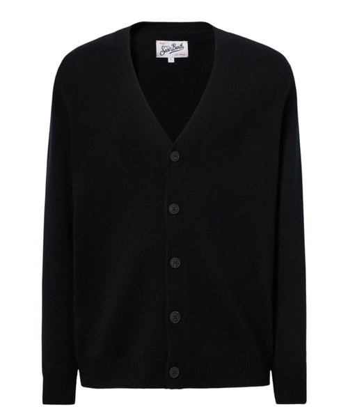 Cardigan Herrison in lana merino a coste inglesi