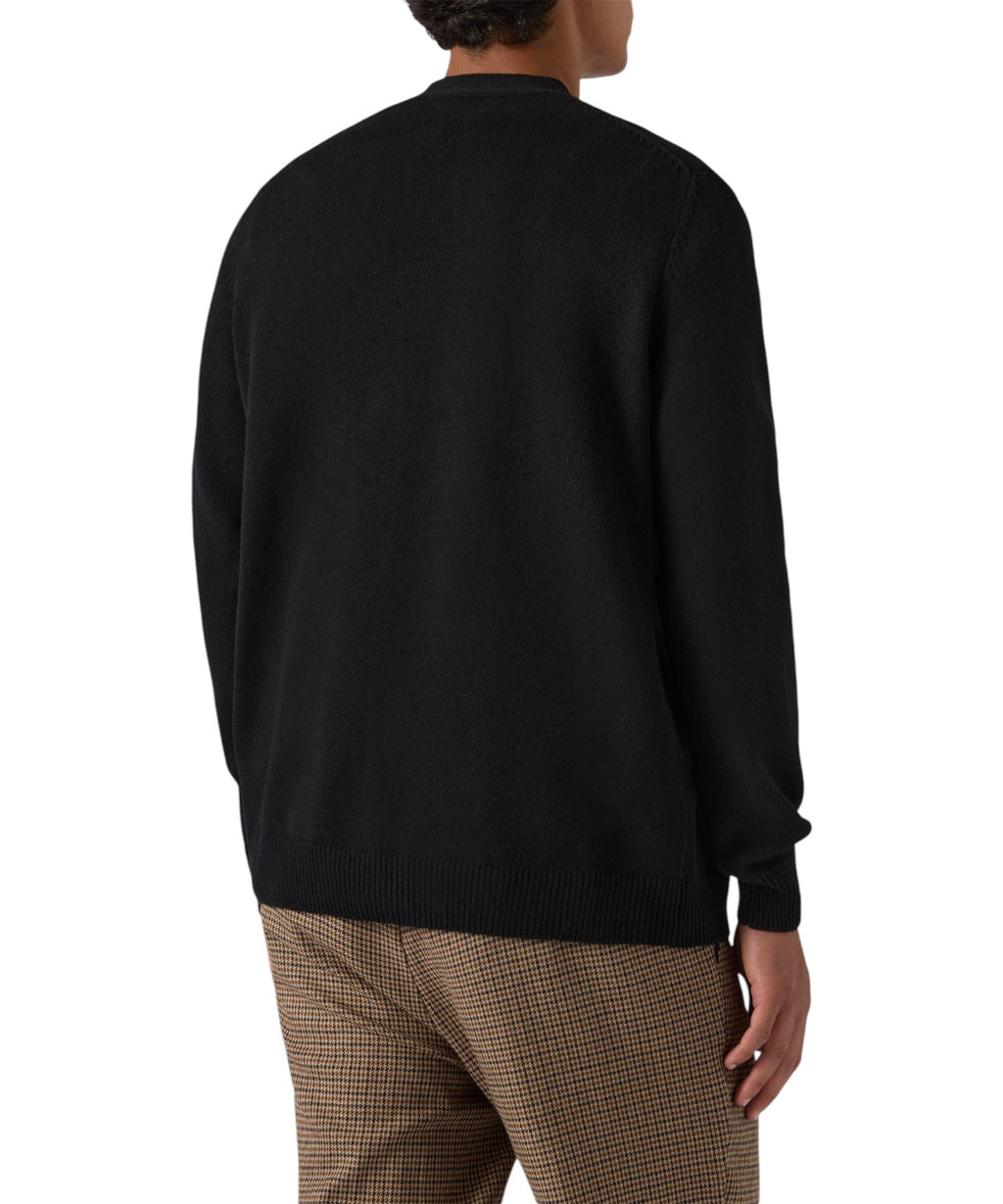 Cardigan Herrison in lana merino a coste inglesi