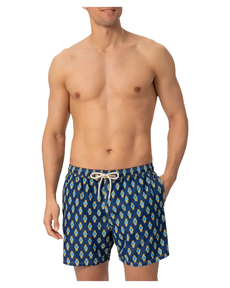 Costume Lighting blu navy con stampa orologi-Mc2 Saint Barth-Costumi da bagno-Vittorio Citro Boutique