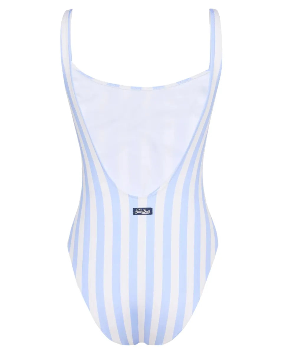 Costume Intero Lora Saint Barth a Righe Azzurre con Scollo Profondo-Mc2 Saint Barth-Costumi da bagno-Vittorio Citro Boutique