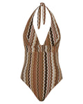 Costume Intero Marylin Rachel Chevron con Scollatura a V e Fascia in Vita-Costumi da bagno-Mc2 Saint Barth-Vittorio Citro Boutique