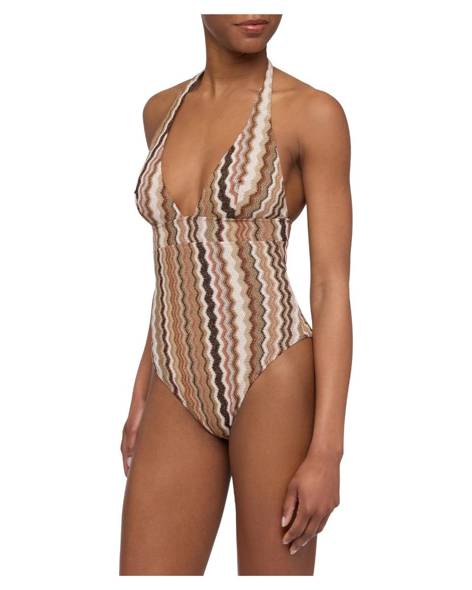 Costume Intero Marylin Rachel Chevron con Scollatura a V e Fascia in Vita-Costumi da bagno-Mc2 Saint Barth-Vittorio Citro Boutique