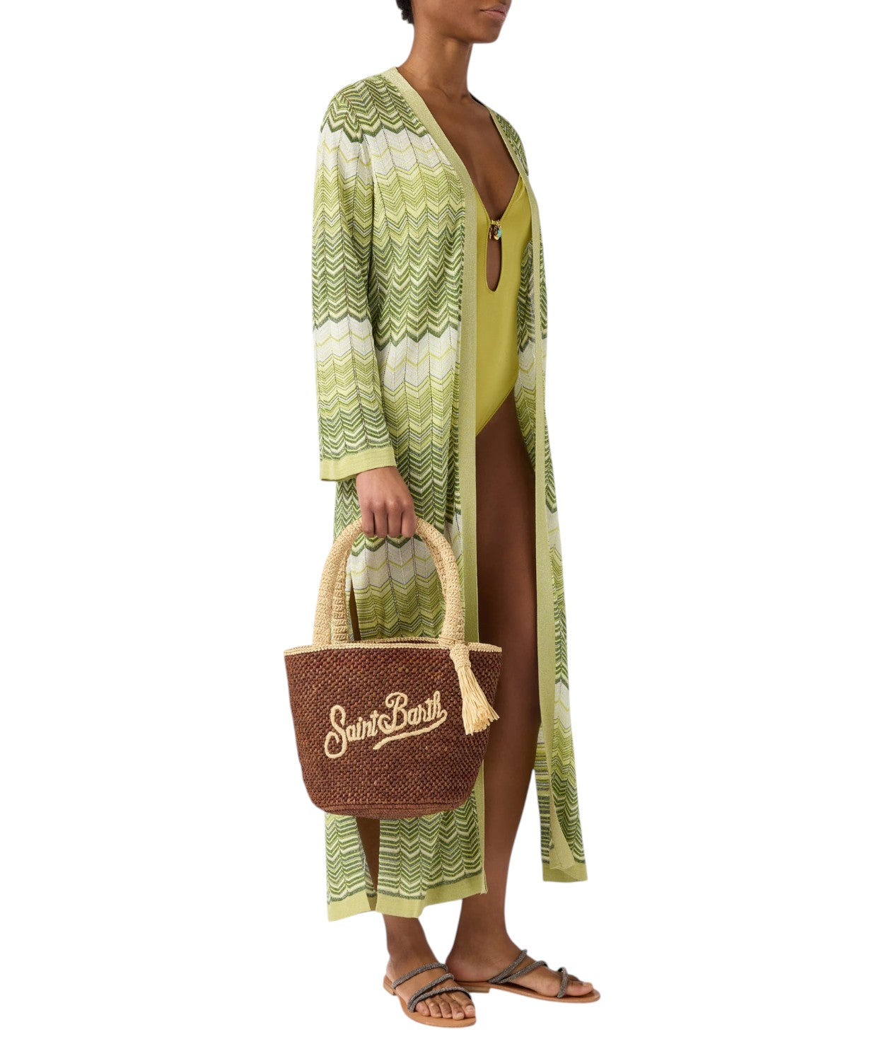 Sac Marcy en raphia marron avec logo