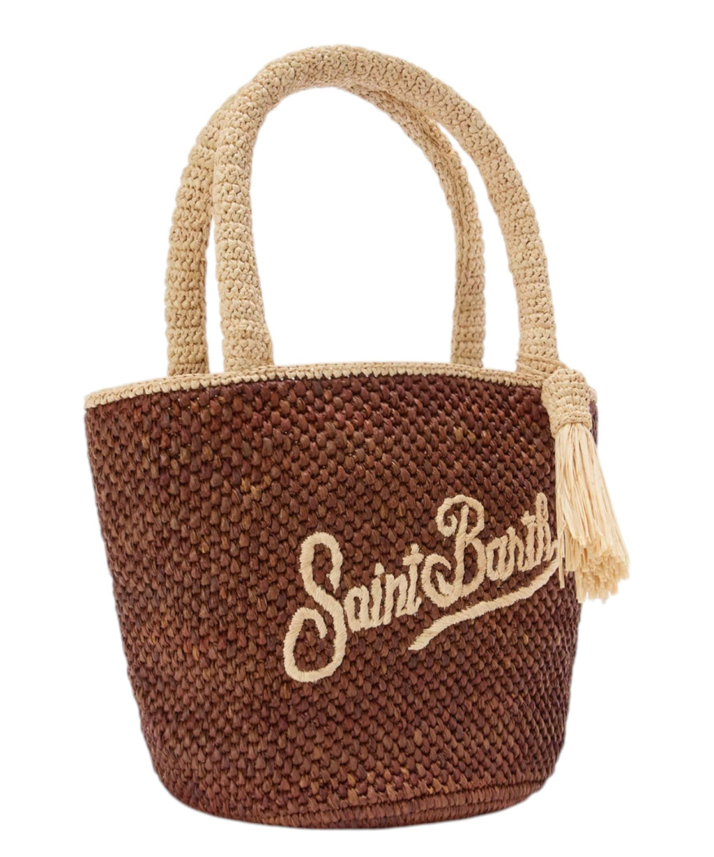 Sac Marcy en raphia marron avec logo