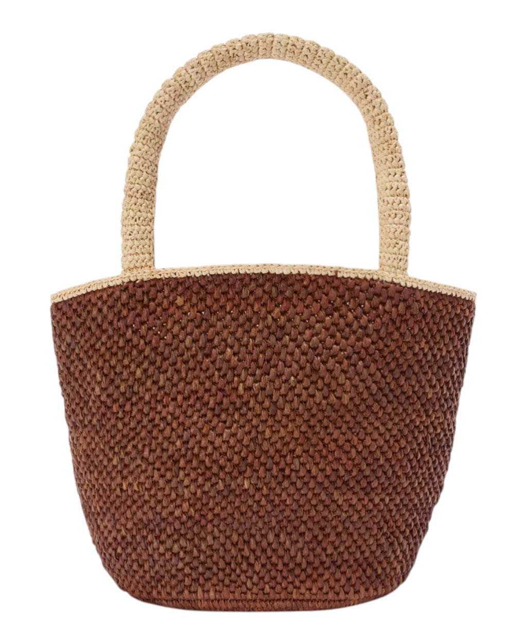 Sac Marcy en raphia marron avec logo