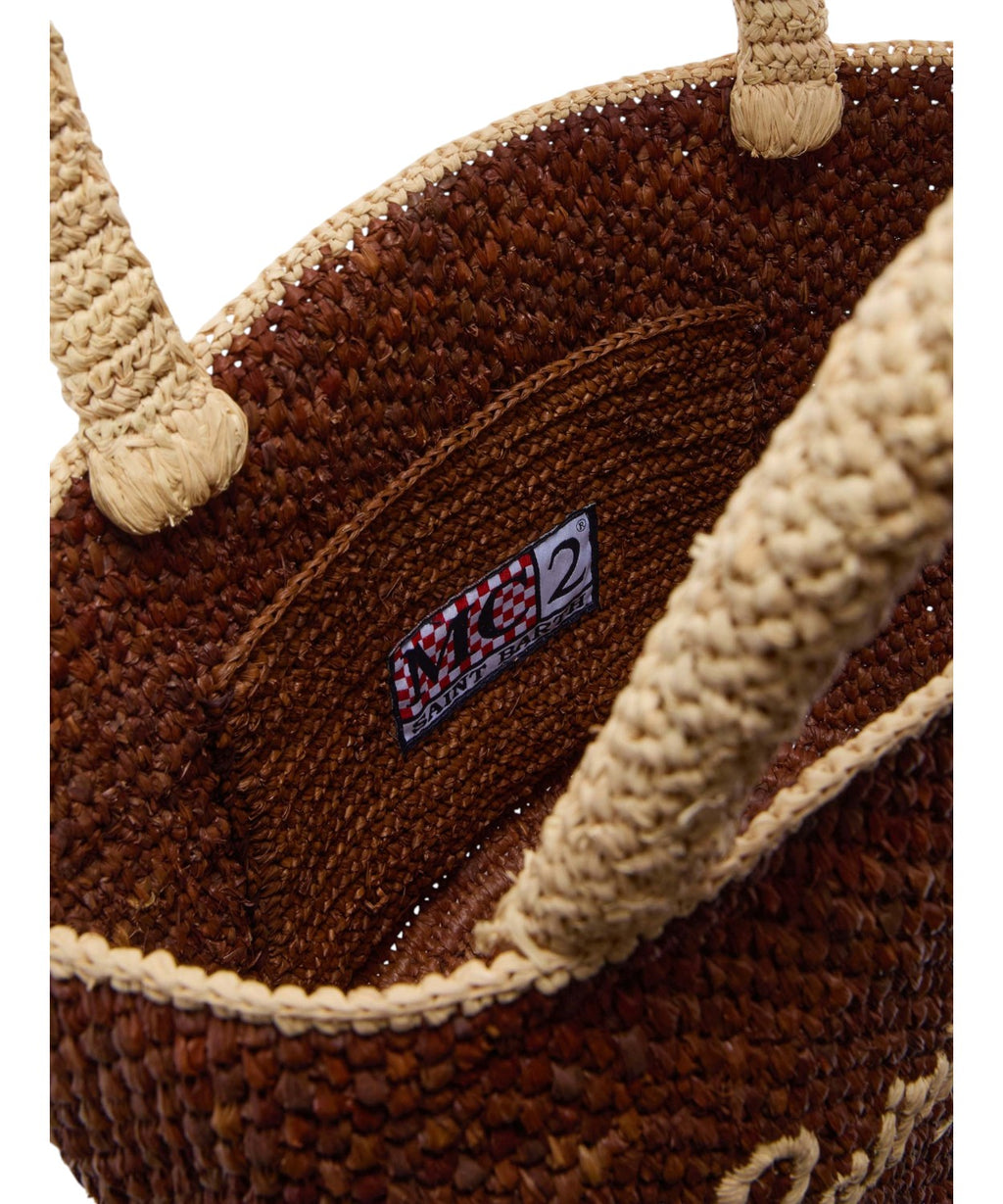Sac Marcy en raphia marron avec logo