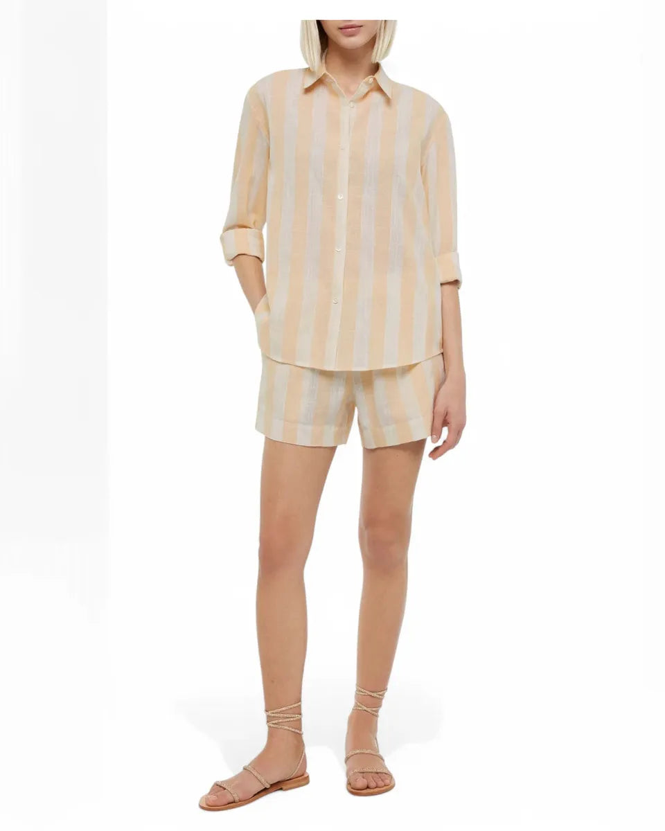 Camicia in Lino Meredith a Righe Beige-Mc2 Saint Barth-Camicie-Vittorio Citro Boutique