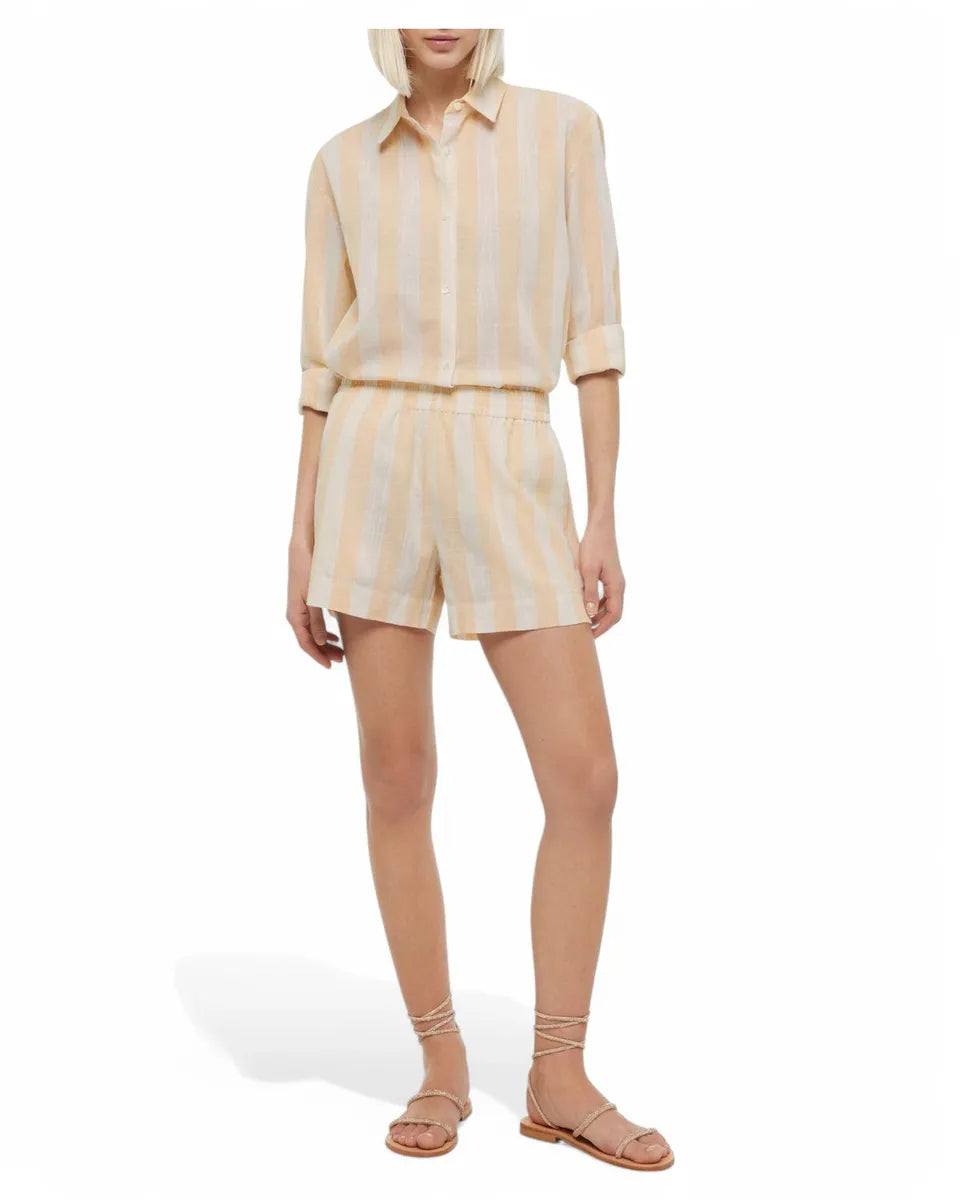 Shorts in Lino Meave a Righe Beige-Mc2 Saint Barth-Shorts-Vittorio Citro Boutique