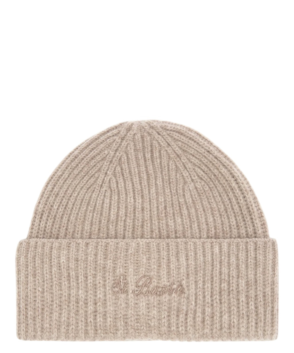 Bonnet en laine côtelée avec logo brodé