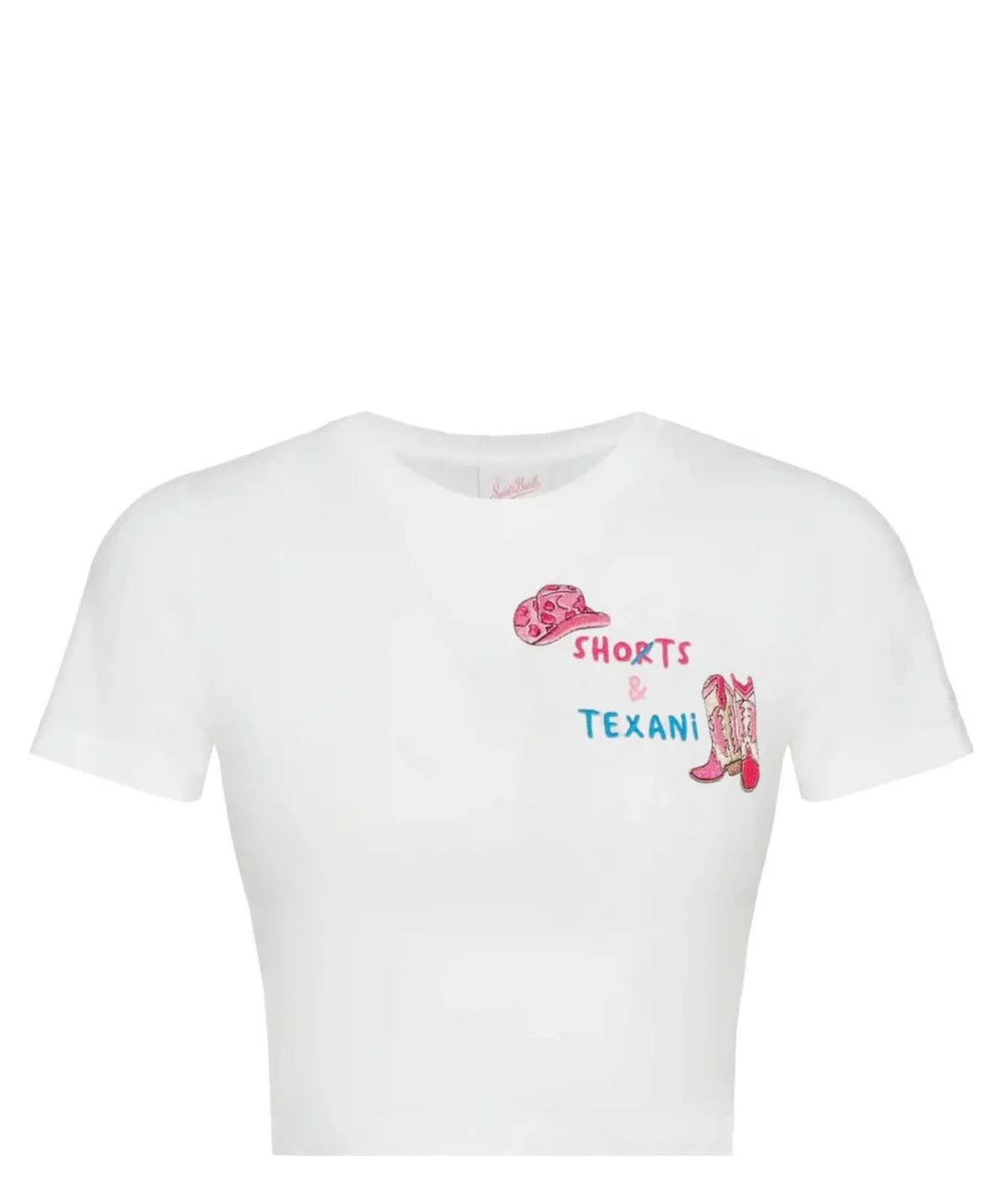 T-shirt con Ricamo Colorato "Shorts & Texani"-Mc2 Saint Barth-T-shirt-Vittorio Citro Boutique