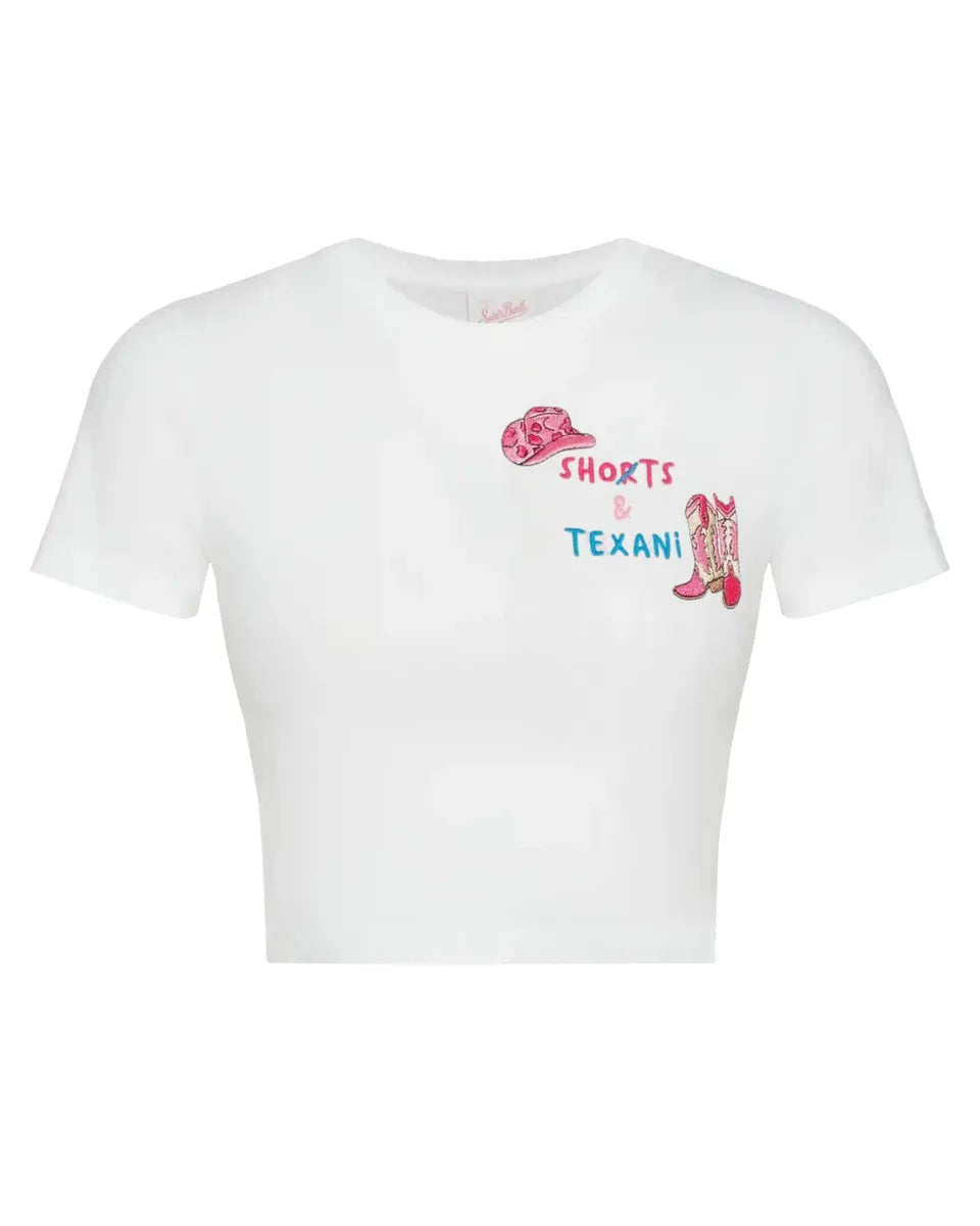 T-shirt con Ricamo Colorato "Shorts & Texani"-Mc2 Saint Barth-T-shirt-Vittorio Citro Boutique