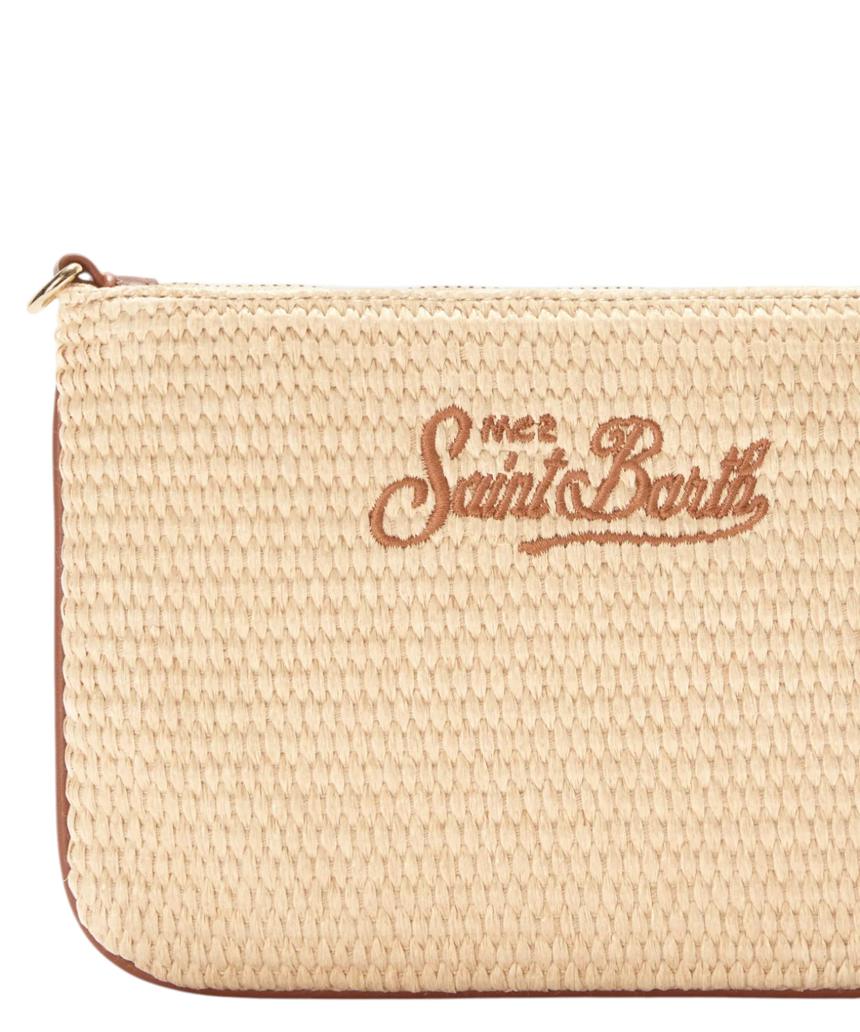 Mini pochette Parisienne en raphia avec logo brodé
