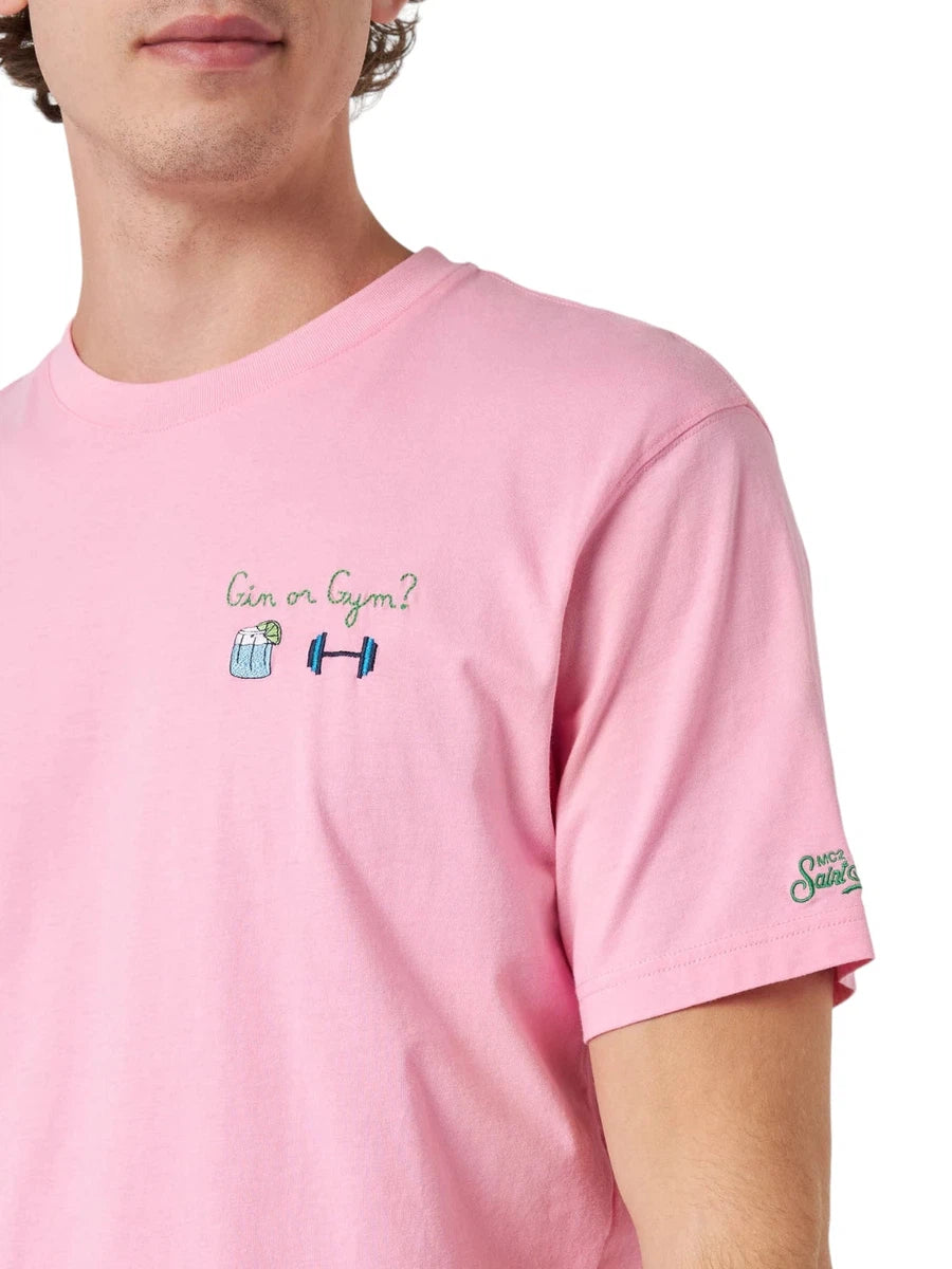 T-shirt Portofino in Cotone Organico con Ricamo "Gin o Gym"-Mc2 Saint Barth-T-shirt-Vittorio Citro Boutique