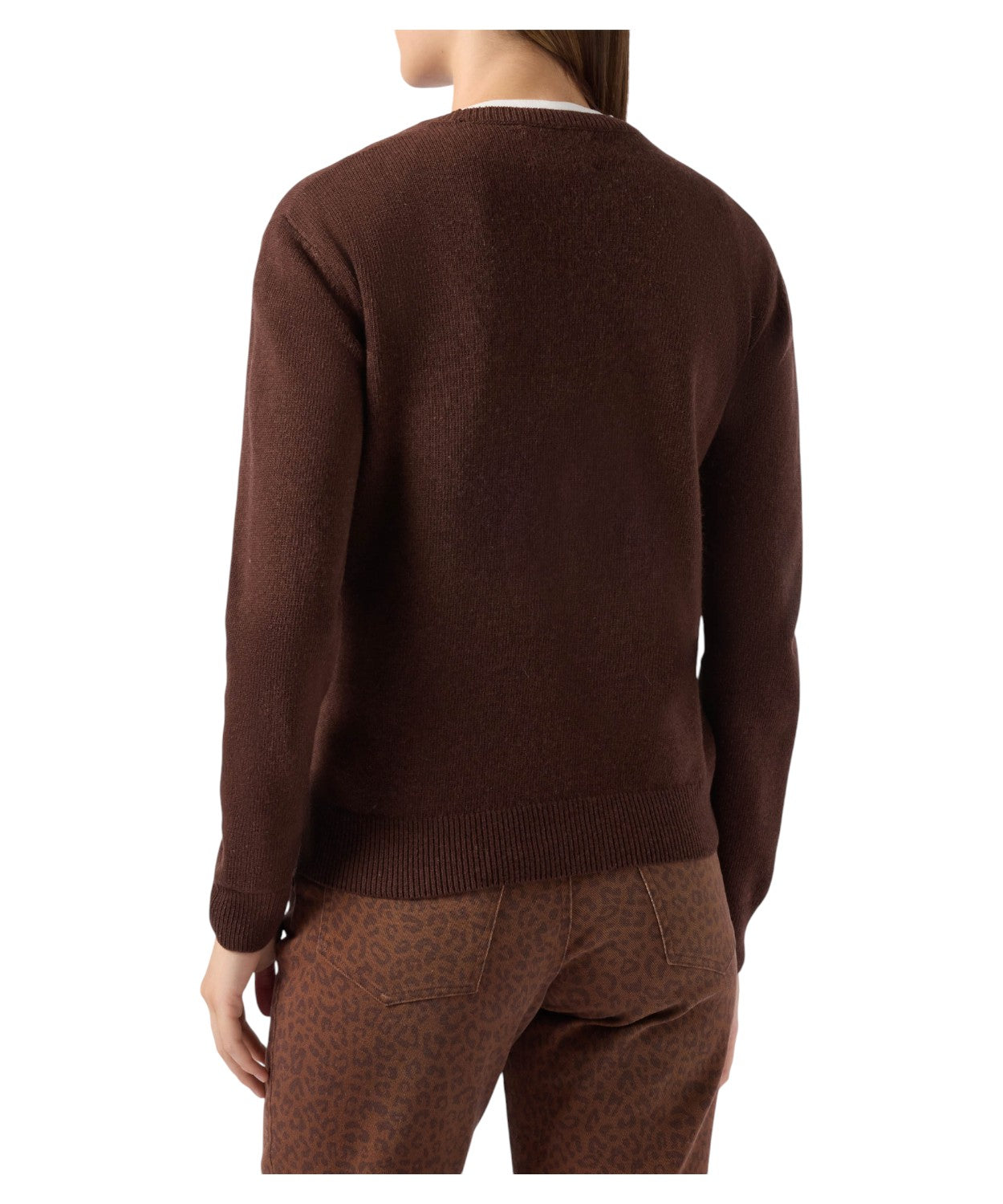 Maglione New Queen in misto cashmere marrone con jacquard “Ho sempre ragione”-Mc2 Saint Barth-Maglieria-Vittorio Citro Boutique