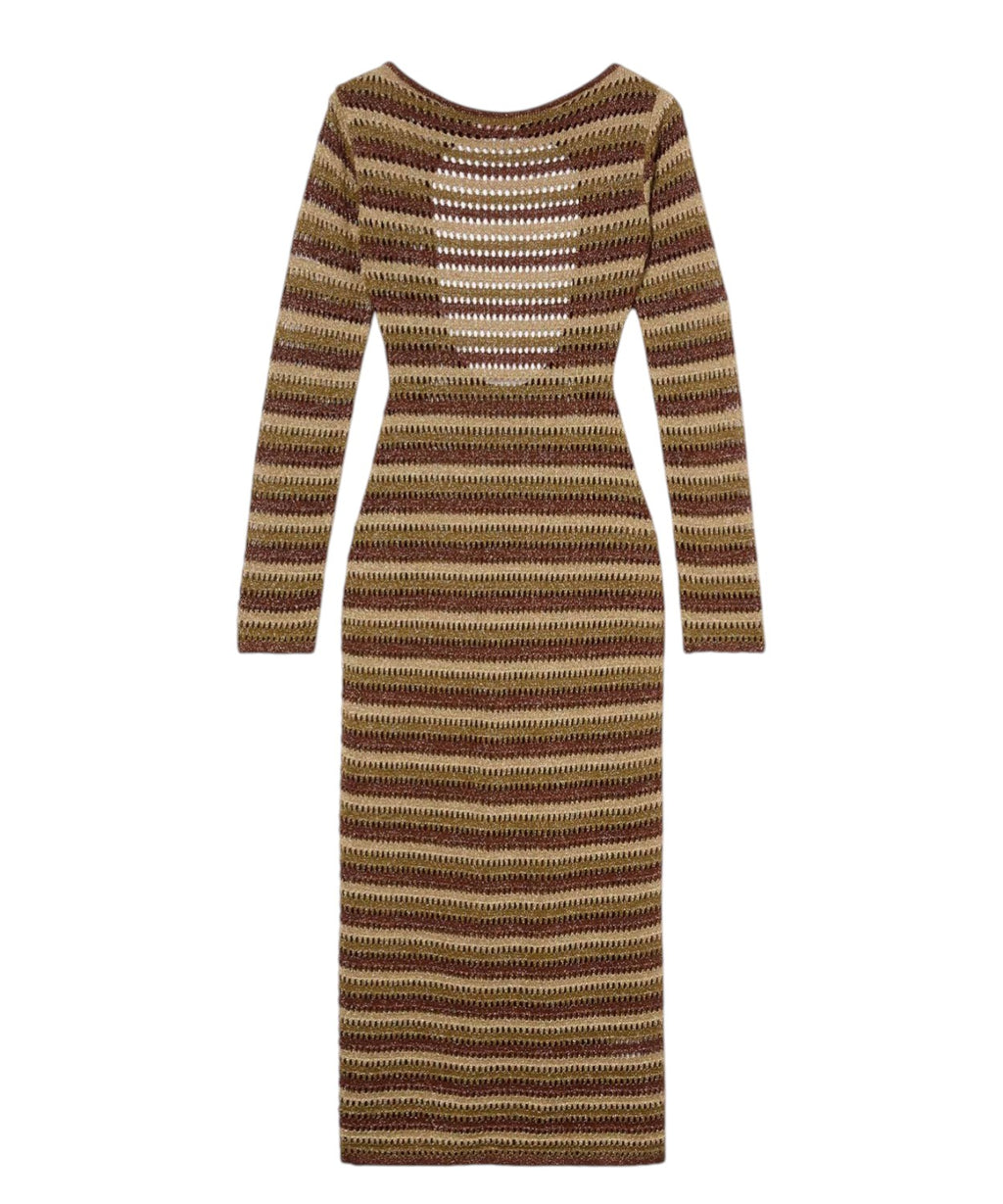 MC2 Saint Barth Robe Longue Robyn en Crochet à Rayures