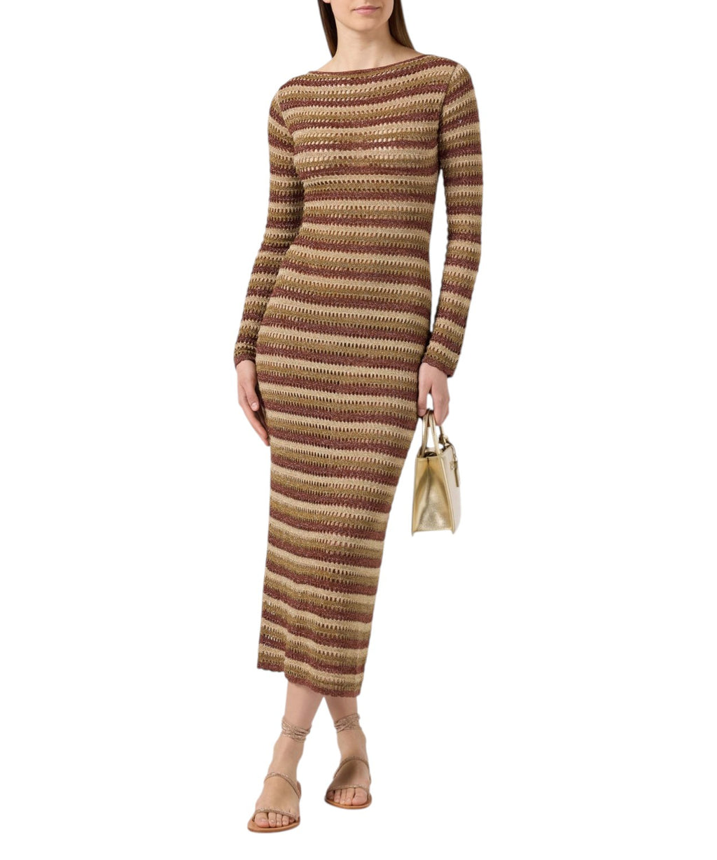 MC2 Saint Barth Robe Longue Robyn en Crochet à Rayures